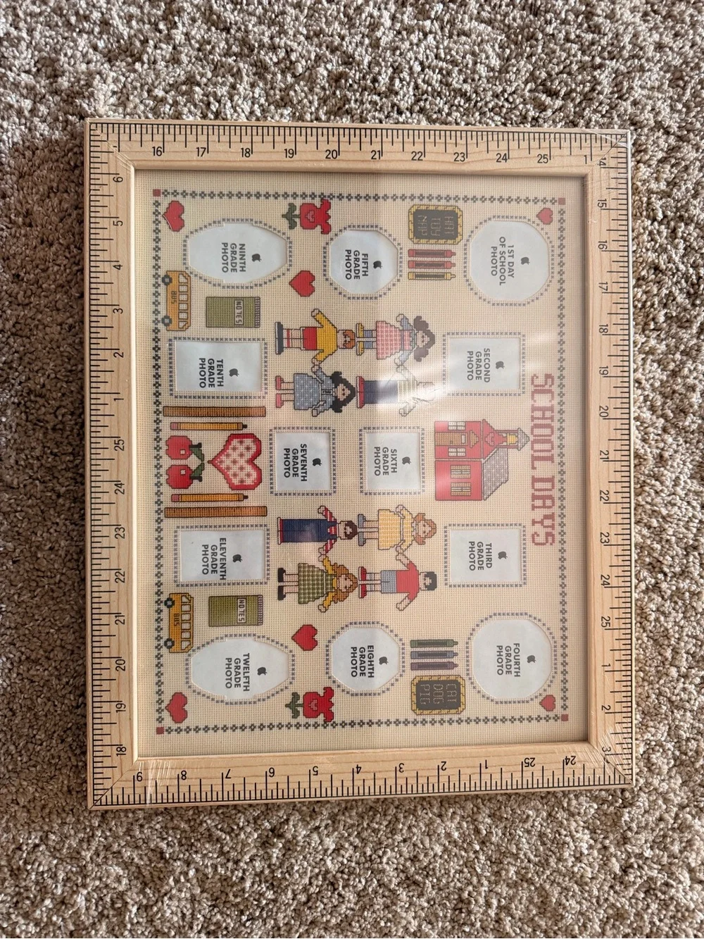 School Days Framed Photo Collage - Cream and Red